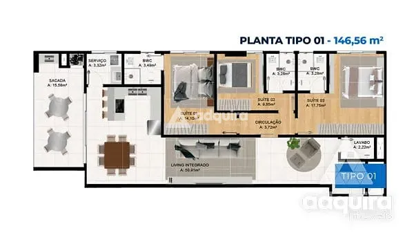 Apartamento, 3 quartos, 146 m² - Foto 7
