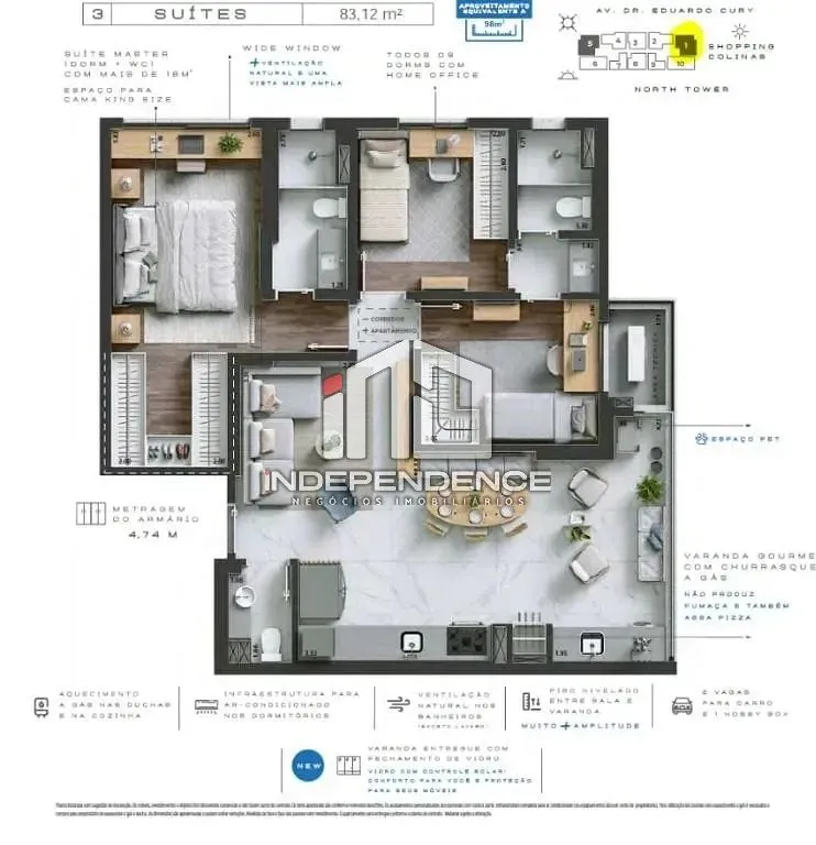 Apartamento, 3 quartos, 83 m² - Foto 16