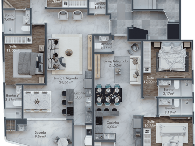 Apartamento com 176m², à venda, no bairro Balneário Pereque em Porto Belo