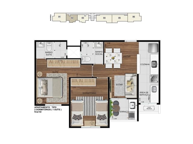Apartamento 2 quartos e 2 banheiros, à venda, no bairro Fundação em São Caetano do Sul