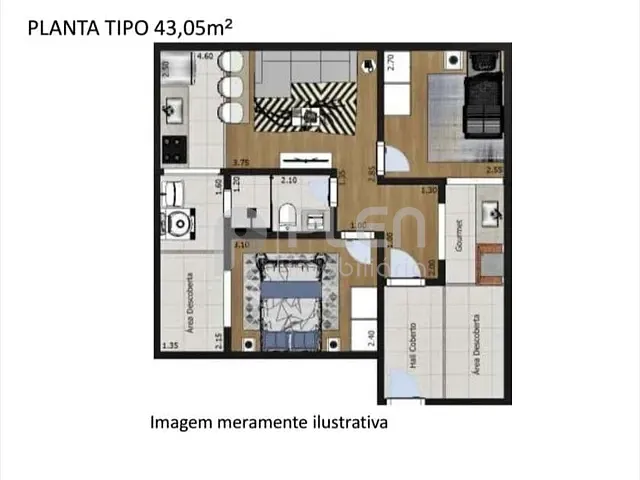 Apartamento com 47m² 2 quartos e 1 banheiro, à venda, no bairro Vila Constança em São Paulo