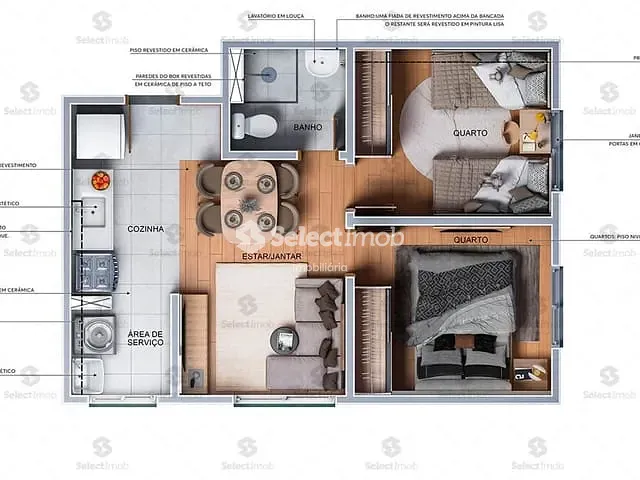 Apartamento com 37m² 2 quartos e 1 banheiro, à venda, no bairro Vila João Ramalho em Santo André