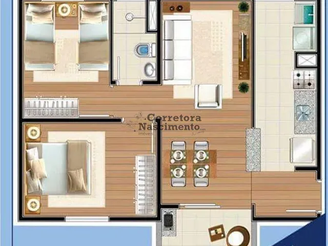 Apartamento com 56m² 2 quartos e 1 banheiro, à venda, no bairro Jardim Bela Vista em Jacareí