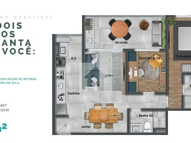 Apartamento 2 quartos e 2 banheiros, à venda, no bairro Ponte de São João em Jundiaí
