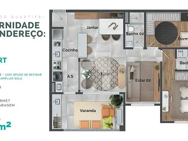 Apartamento 3 quartos e 2 banheiros, à venda, no bairro Ponte de São João em Jundiaí