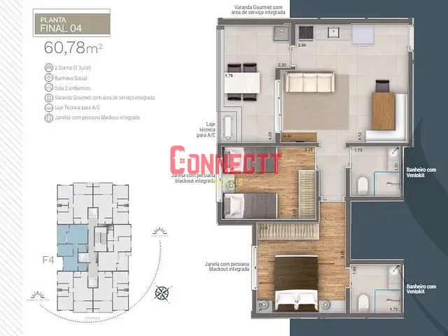 Apartamento 2 quartos e 1 banheiro, à venda, no bairro Royal Park em Ribeirão Preto