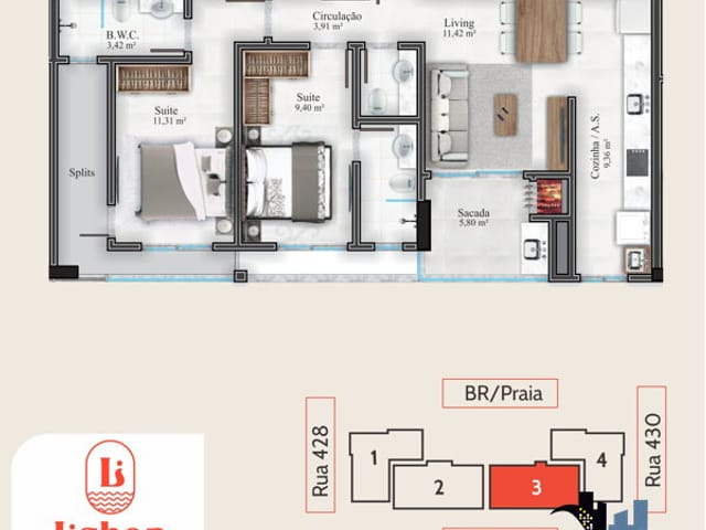 Foto do Apartamento - Apartamento à venda 1 Vaga, 69.95M², Morretes, Itapema - SC | Interpraias Imóveis