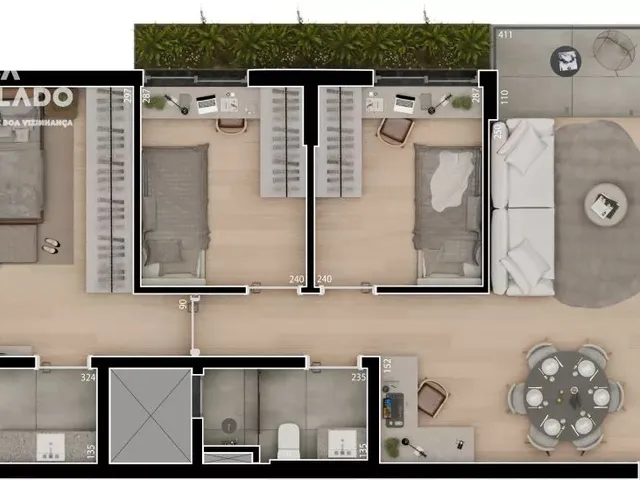 Apartamento 1 quarto e 3 banheiros, à venda, no bairro Boa Vista  em Curitiba