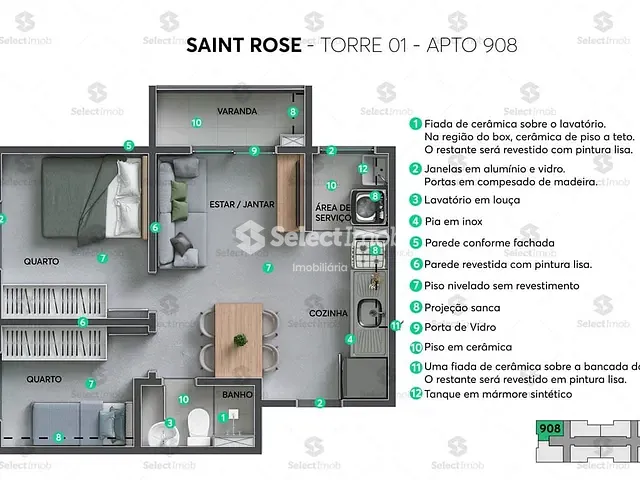 Apartamento com 36m² 2 quartos e 1 banheiro, à venda, no bairro Fazenda da Juta em São Paulo