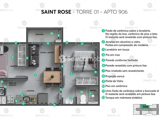 Apartamento com 36m² 2 quartos e 1 banheiro, à venda, no bairro Fazenda da Juta em São Paulo
