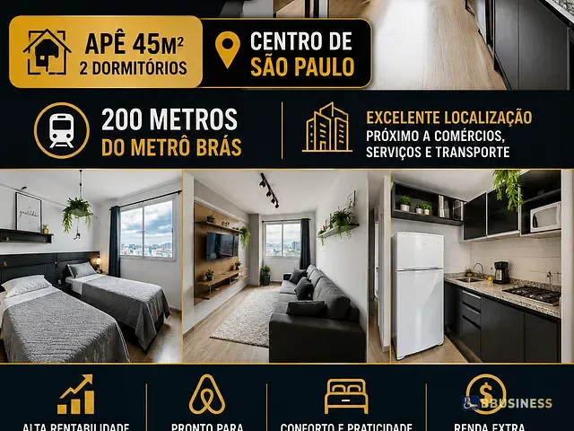 Apartamento 2 quartos e 2 banheiros, à venda, no bairro Brás em São Paulo