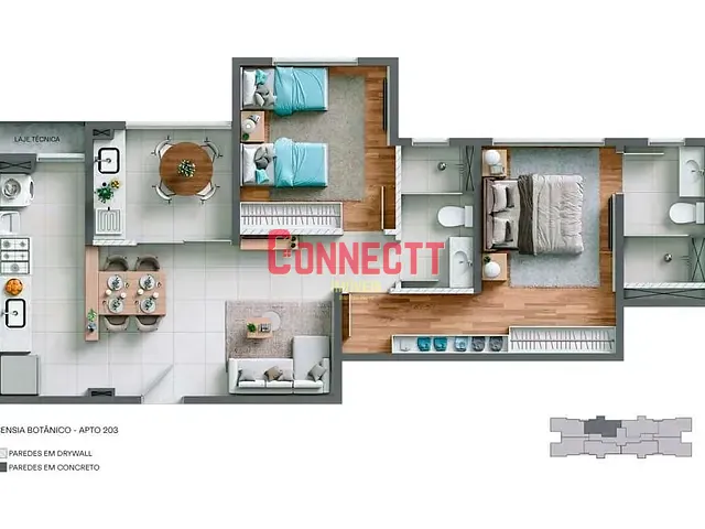 Apartamento 2 quartos e 2 banheiros, à venda, no bairro Alamedas do Botânico em Ribeirão Preto