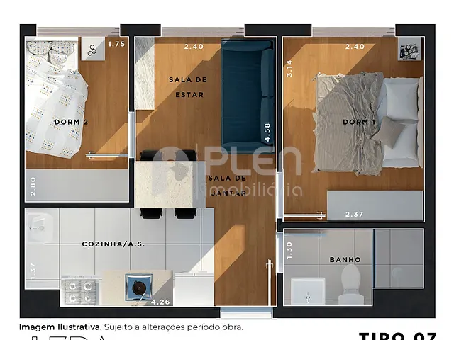 Apartamento com 35m² 2 quartos e 1 banheiro, à venda, no bairro Vila Mazzei em São Paulo