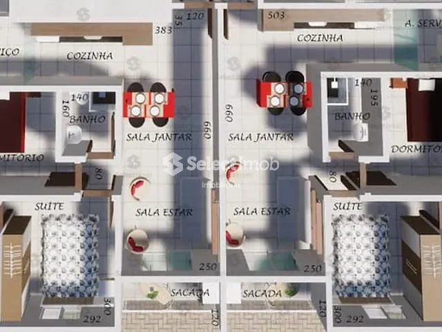 Apartamento com 55m² 2 quartos e 2 banheiros, à venda, no bairro Jardim Anchieta em Mauá