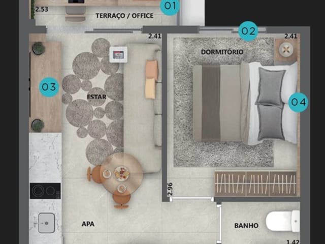 Foto do Apartamento - Apartamento tipo para venda em Pinheiros com 1 quarto, sendo 1 suíte, 28m² | Lares e Andares Imóveis