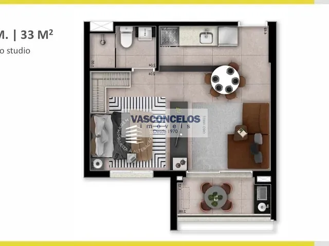 Apartamento com 33m² 1 quarto e 1 banheiro, à venda, no bairro Jardim Esplanada em São José dos Campos