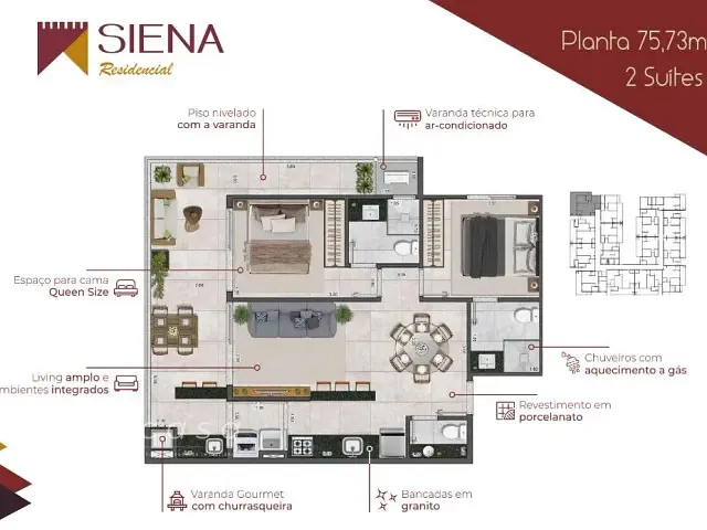 Apartamento com 76m² 2 quartos e 2 banheiros, à venda, no bairro Itaguá em Ubatuba