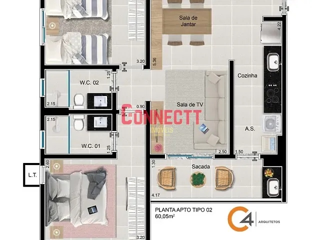 Apartamento 2 quartos e 2 banheiros, à venda, no bairro Jardim San Leandro em Ribeirão Preto