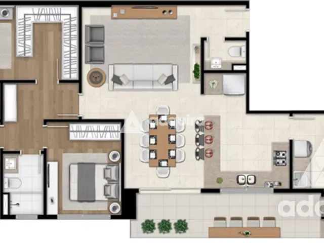 Apartamento 3 quartos e 3 banheiros, à venda, no bairro Estrela em Ponta Grossa