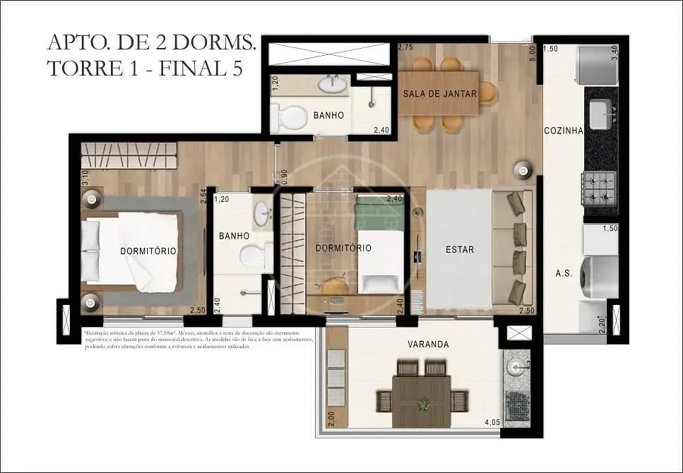 Apartamento, 2 quartos, 58 m² - Foto 9