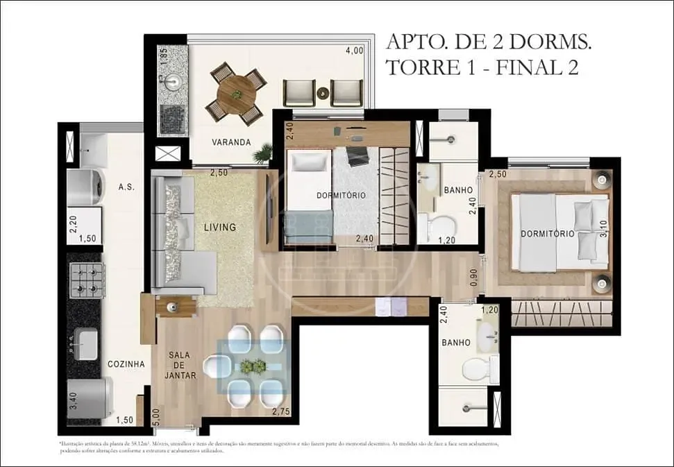 Apartamento, 2 quartos, 58 m² - Foto 8