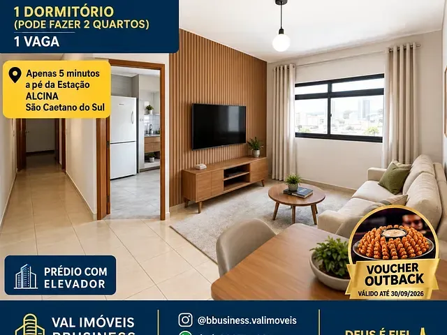 Apartamento 1 quarto e 1 banheiro, à venda, no bairro Nova Gerty em São Caetano do Sul