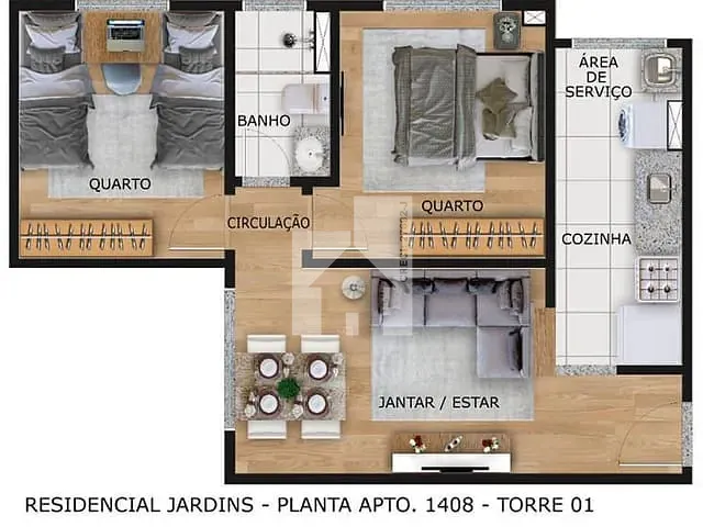 Apartamento 2 quartos e 1 banheiro, à venda, no bairro Engordadouro em Jundiaí