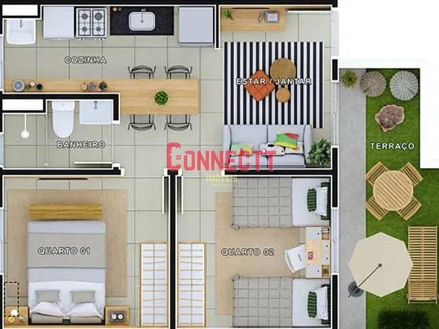 Apartamento 2 quartos e 1 banheiro, à venda, no bairro Conjunto Habitacional Jardim das Palmeiras em Ribeirão Preto