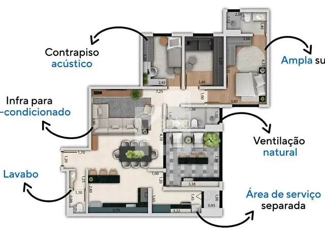 Apartamento 3 quartos e 2 banheiros, à venda, no bairro Engordadouro em Jundiaí