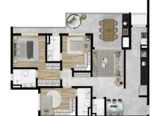 Apartamento com 232m² 3 quartos e 4 banheiros, à venda, no bairro Vila de São Fernando em Cotia