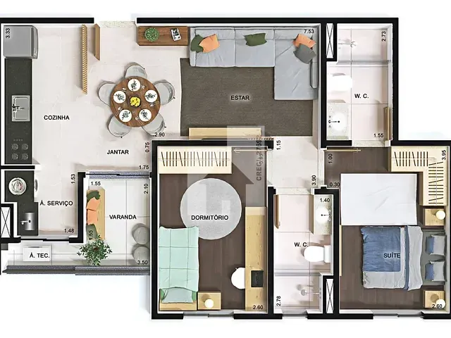 Apartamento 2 quartos e 2 banheiros, à venda, no bairro Jardim do Lago em Jundiaí