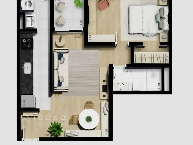 Apartamento 2 quartos e 1 banheiro, à venda, no bairro Vila Pascoal em Caçapava