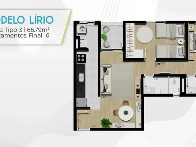 Apartamento 2 quartos e 2 banheiros, à venda, no bairro Vila Pascoal em Caçapava