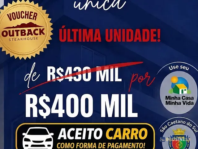 Apartamento 2 quartos e 2 banheiros, à venda, no bairro Nova Gerty em São Caetano do Sul