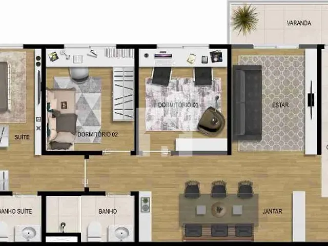 Apartamento 3 quartos e 2 banheiros, à venda, no bairro Jardim Carolina em Jundiaí