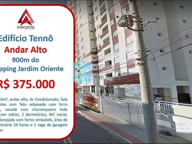 Apartamento com 73m² 2 quartos e 1 banheiro, à venda, no bairro Jardim Oriente em São José dos Campos