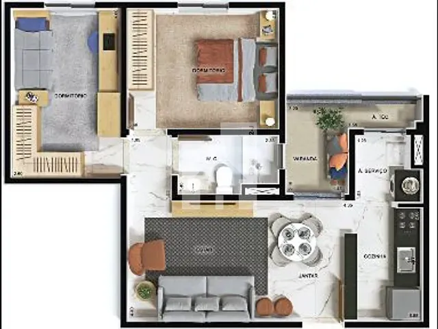 Apartamento 2 quartos e 1 banheiro, à venda, no bairro Jardim do Lago em Jundiaí