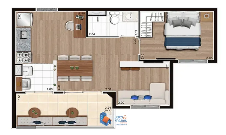 Apartamento, 1 quarto, 43 m² - Foto 3
