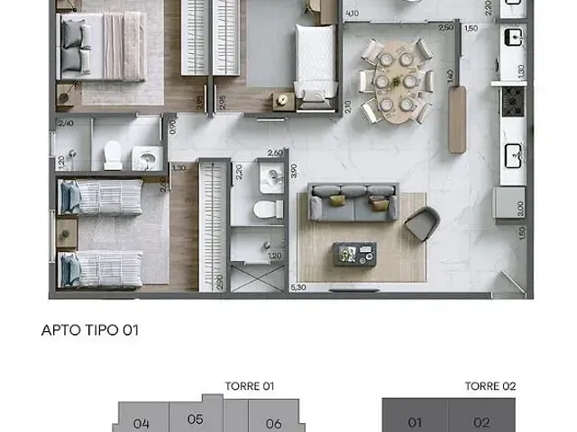 Apartamento 3 quartos e 1 banheiro, à venda, no bairro Praia das Palmeiras em Caraguatatuba