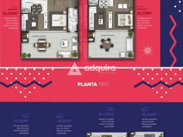 Apartamento com 101m² 1 quarto e 1 banheiro, à venda, no bairro Centro em Ponta Grossa