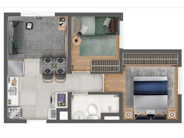 Apartamento 2 quartos e 1 banheiro, à venda, no bairro Vila Ré em São Paulo