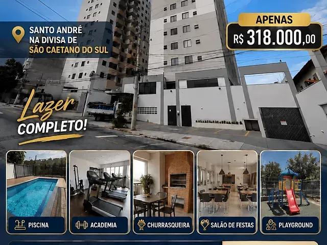 Apartamento 2 quartos e 1 banheiro, à venda, no bairro Santa Maria em Santo André