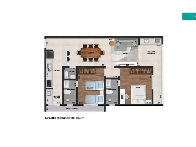 Apartamento com 85m² 2 quartos e 3 banheiros, à venda, no bairro Centro em Ubatuba