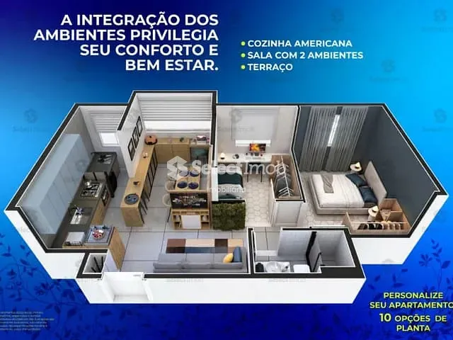Apartamento com 44m² 2 quartos e 1 banheiro, à venda, no bairro Casa Branca em Santo André