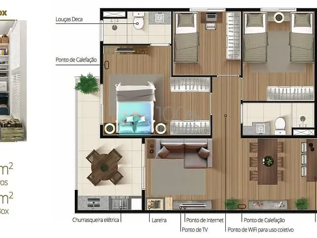 Apartamento 3 quartos e 1 banheiro, à venda, no bairro Vila Baker em Campos do Jordão