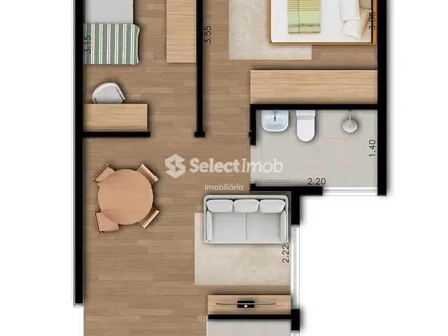Apartamento com 42m² 2 quartos e 1 banheiro, à venda, no bairro Parque São Vicente em Mauá
