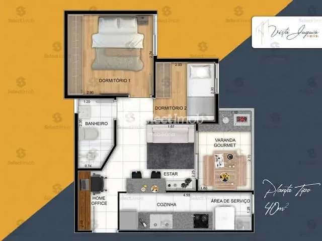 Apartamento com 40m² 2 quartos e 1 banheiro, à venda, no bairro Jardim Cristiane em Santo André