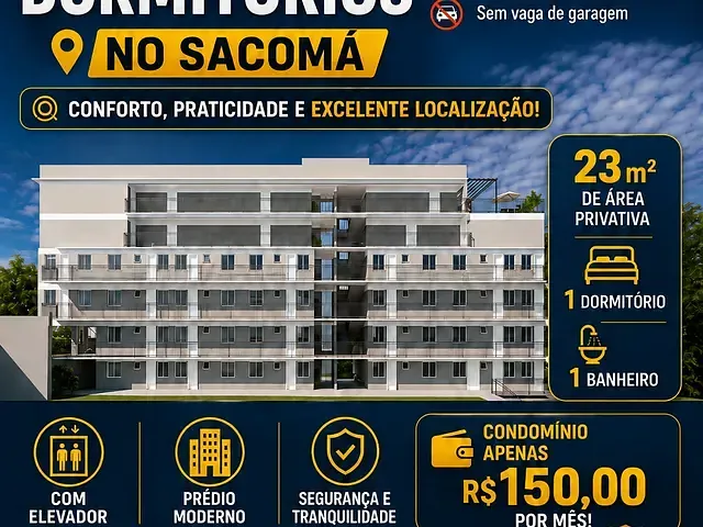 Apartamento 1 quarto e 1 banheiro, à venda, no bairro Sacomã em São Paulo