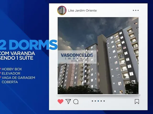 Apartamento 2 quartos e 2 banheiros, à venda, no bairro Jardim Oriente em São José dos Campos