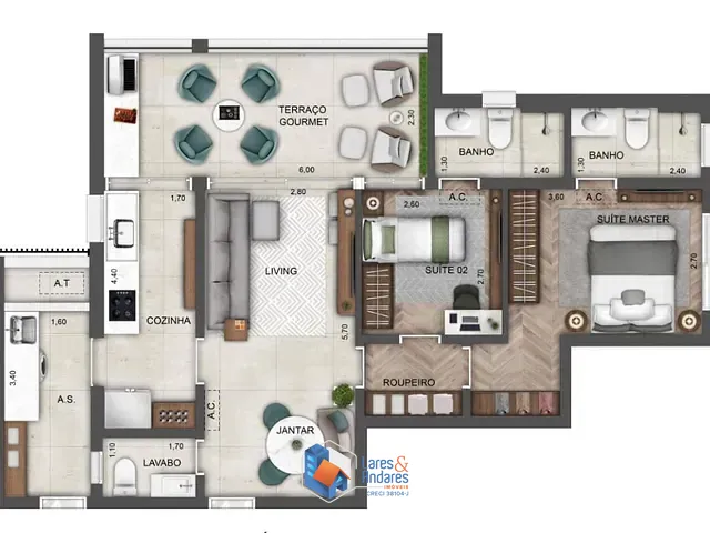 Apartamento com 88m² 2 quartos e 3 banheiros, à venda, no bairro Perdizes em São Paulo